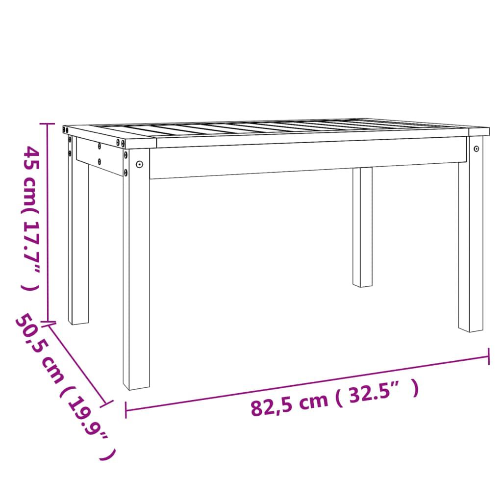 vidaXL Τραπέζι Κήπου Μελί 82,5 x 50,5 x 45 εκ. από Μασίφ Ξύλο Πεύκου