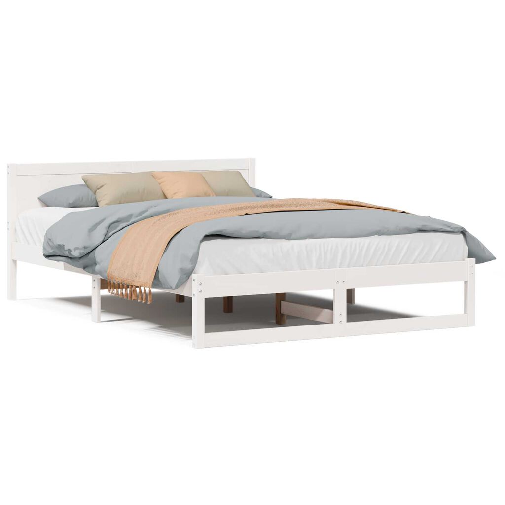 vidaXL Σκελετός Κρεβατιού Λευκό 140 x 200 cm Μασίφ ξύλο πεύκου