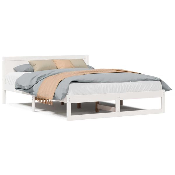 vidaXL Σκελετός Κρεβατιού Λευκό 140 x 200 cm Μασίφ ξύλο πεύκου
