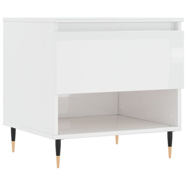 vidaXL Τραπεζάκι Σαλονιού Γυαλιστ. Λευκό 50 x 46 x 50εκ. Επεξεργ. Ξύλο