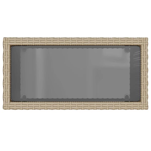 vidaXL Τραπέζι Κήπου με Γυάλινη Επιφ. Μπεζ 58x27,5x55 εκ. Συνθ. Ρατάν