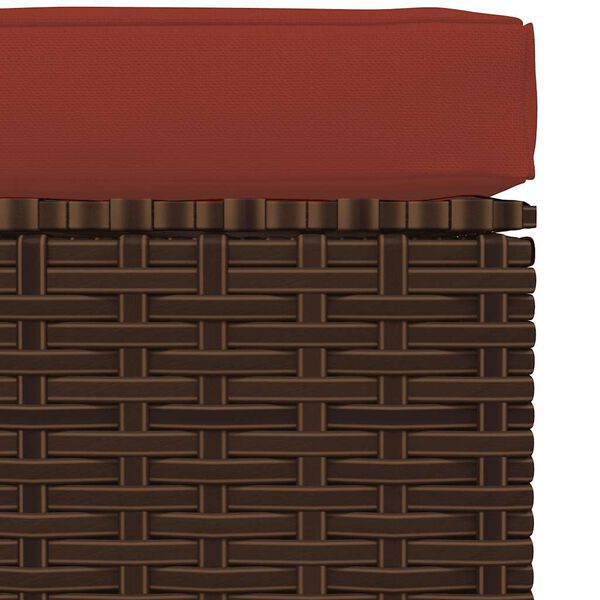 vidaXL Υποπόδιο Κήπου Καφέ 70x70x30 εκ. Συνθετικό Ρατάν με Μαξιλάρι