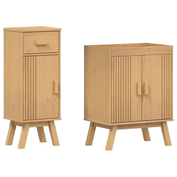 vidaXL Σετ Επίπλων Μπάνιου με συρτάρι 2 pcs Καφέ 114 x 43 x 73.5 εκ.
