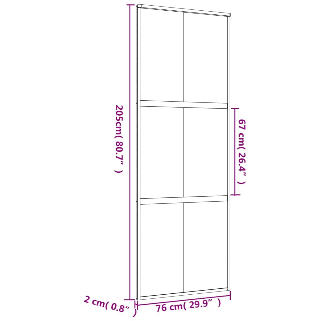 vidaXL Συρόμενη Πόρτα Χρυσή 76 x 205 εκ. από Γυαλί ESG και Αλουμίνιο