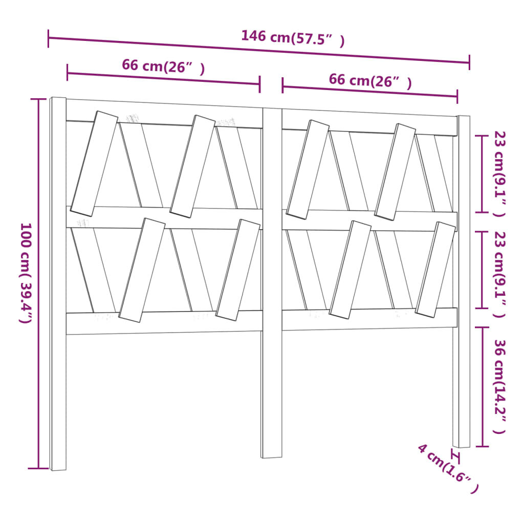 vidaXL Κεφαλάρι Κρεβατιού Γκρι 146 x 4 x 100 εκ. από Μασίφ Ξύλο Πεύκου