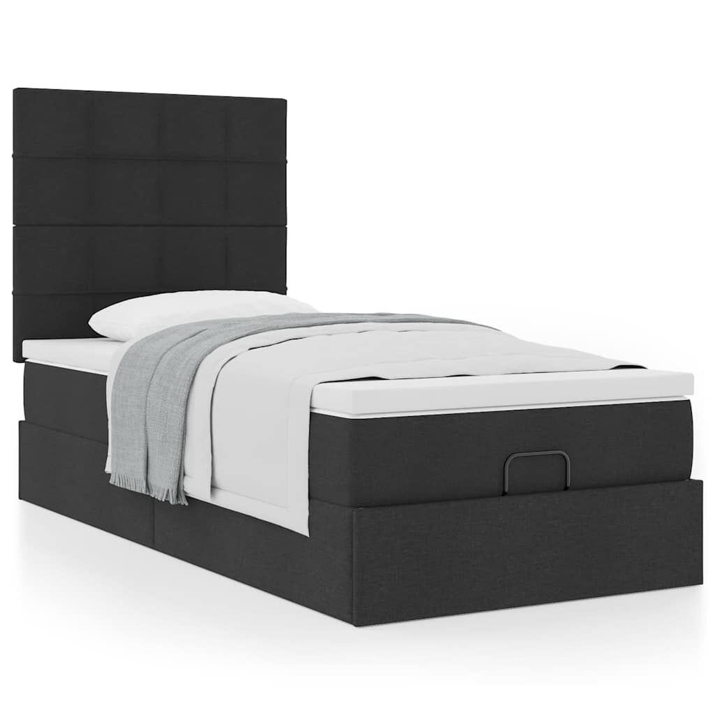 vidaXL Οθωμανικό κρεβάτι με στρώμα Μαύρο 90x200cm Ύφασμα