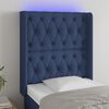 vidaXL Κεφαλάρι Κρεβατιού LED Μπλε 83x16x118/128εκ. Υφασμάτινο