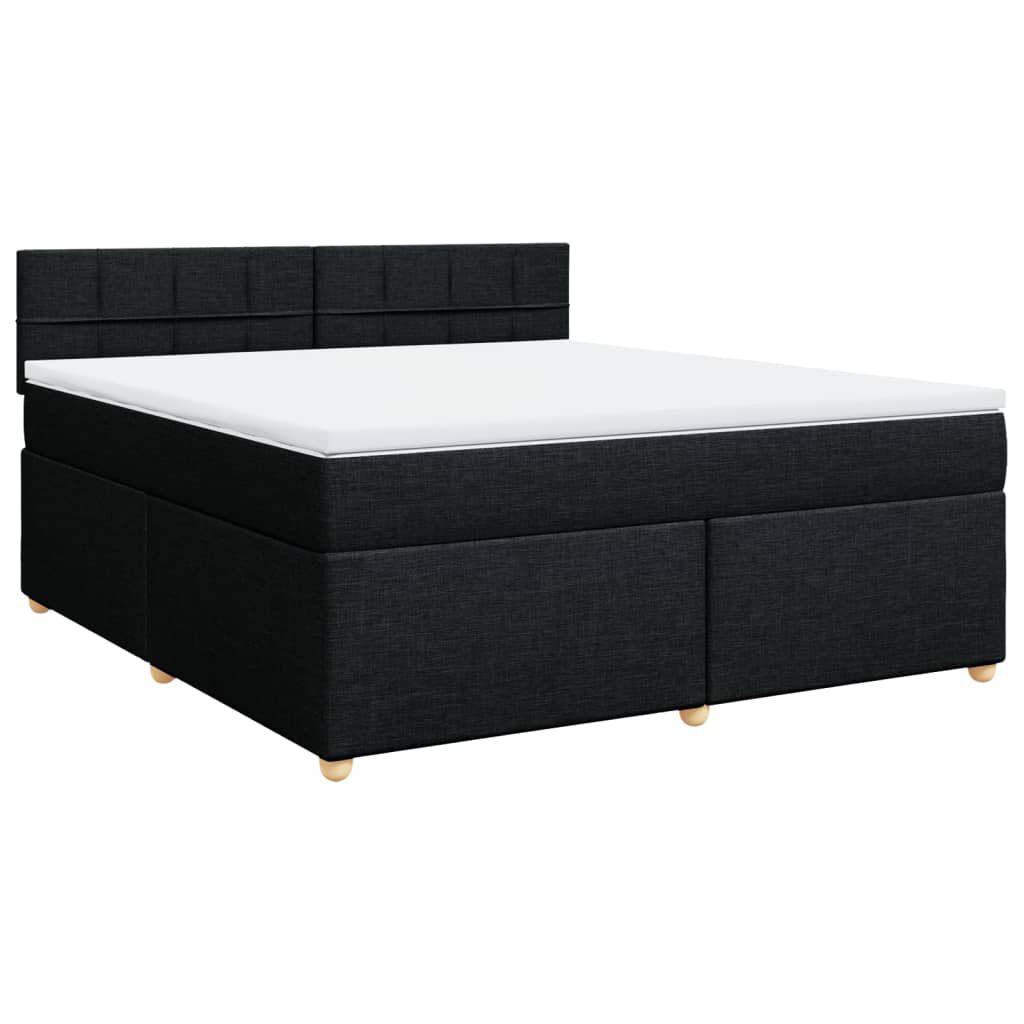 vidaXL Κρεβάτι Boxspring με Στρώμα Μαύρο 180x200 εκ. Υφασμάτινο