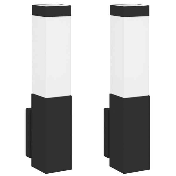 vidaXL Εξωτερικά Φωτιστικά Τοίχου 2 pcs Μαύρο 10.5 x 6 x 35 εκ.