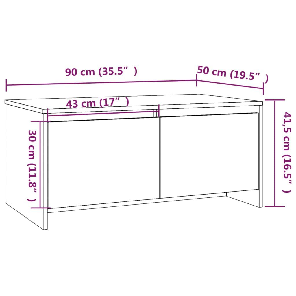 vidaXL Τραπεζάκι Σαλονιού Καπνιστή Δρυς 90x50x41,5 εκ. Επεξ. Ξύλο