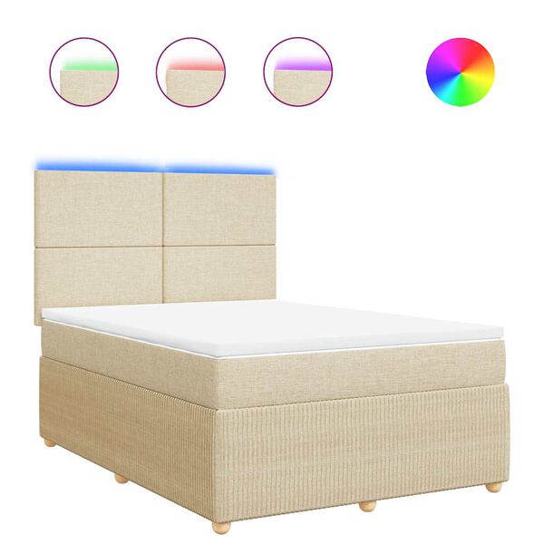 vidaXL &Kappa;&rho;&epsilon;&beta;ά&tau;&iota; Boxspring &mu;&epsilon; &Sigma;&tau;&rho;ώ&mu;&alpha; &Kappa;&rho;&epsilon;&mu; 140x190 &epsilon;&kappa;. &Upsilon;&phi;&alpha;&sigma;&mu;ά&tau;&iota;&nu;&omicron;