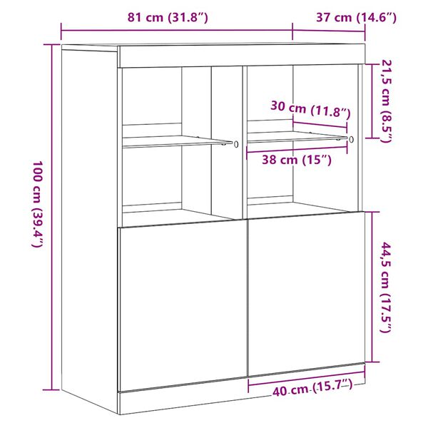 vidaXL Ντουλάπι Γκρι Σκυροδέματος 81x37x100 εκ. Επεξεργασμένο Ξύλο