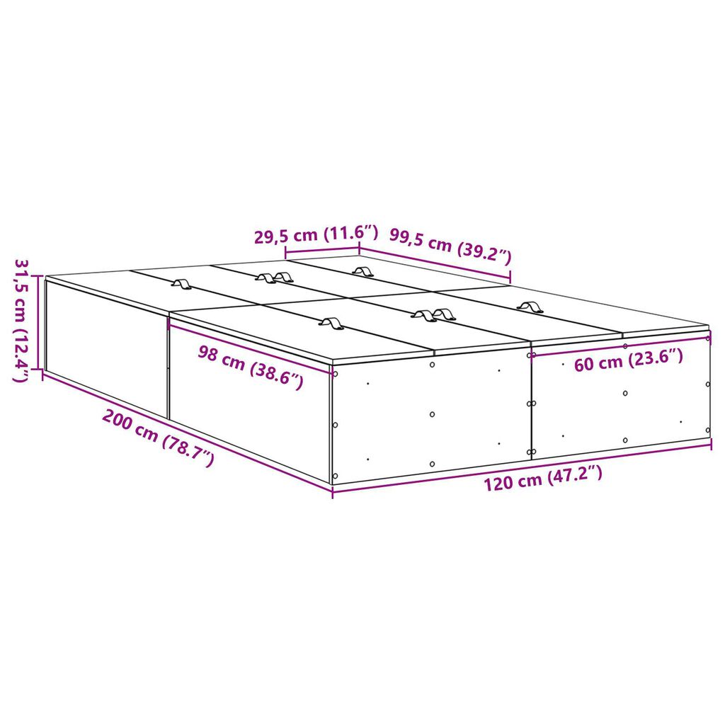 vidaXL Κρεβάτι Αποθήκης Σονομά Οξιά 120x200 cm
