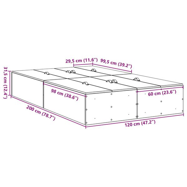 vidaXL Κρεβάτι Αποθήκης Σονομά Οξιά 120x200 cm