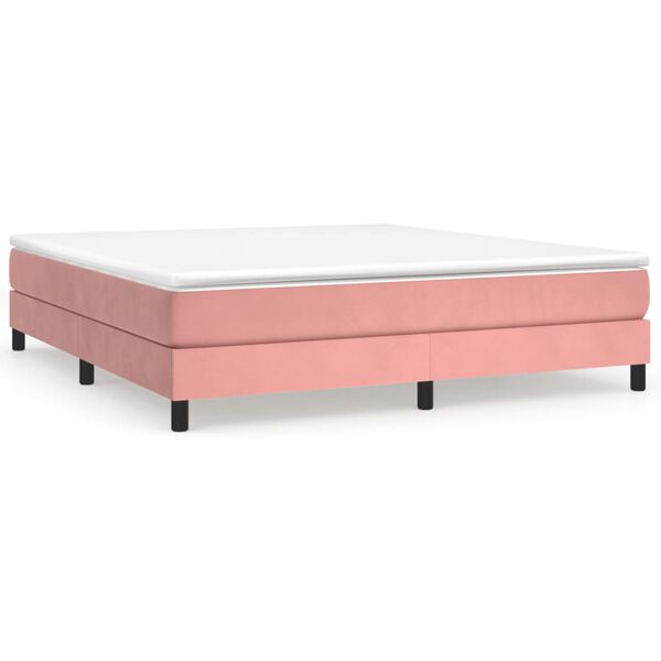 vidaXL Κρεβάτι Boxspring με Στρώμα Ροζ 160x200 εκ. Βελούδινο