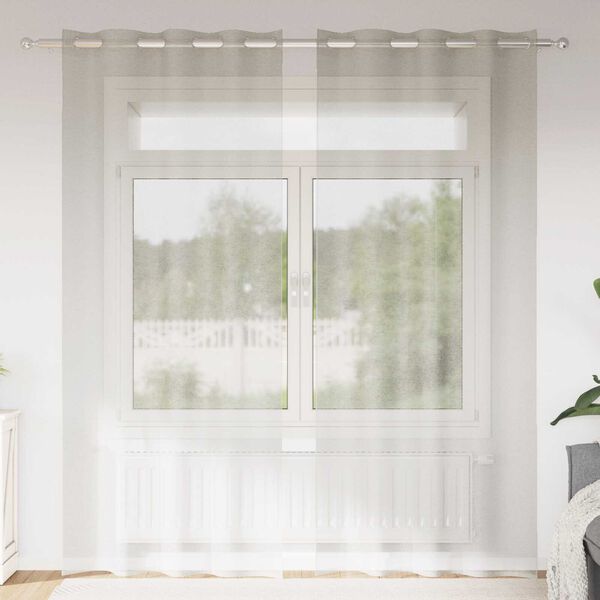 vidaXL Κουρτίνες με κουρτίνες 2 pcs Κρεμ 140 x 245 εκ. Πολυεστέρας