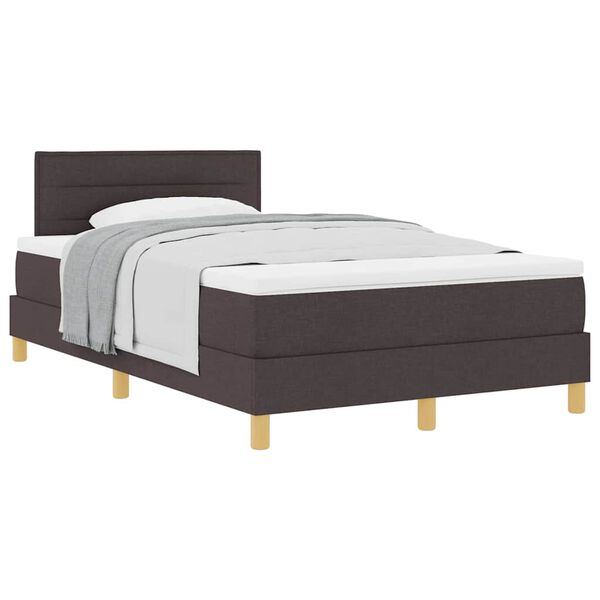 vidaXL Κρεβάτι box spring με στρώμα Σκούρο Καφέ 120 x 200 cm ύφασμα
