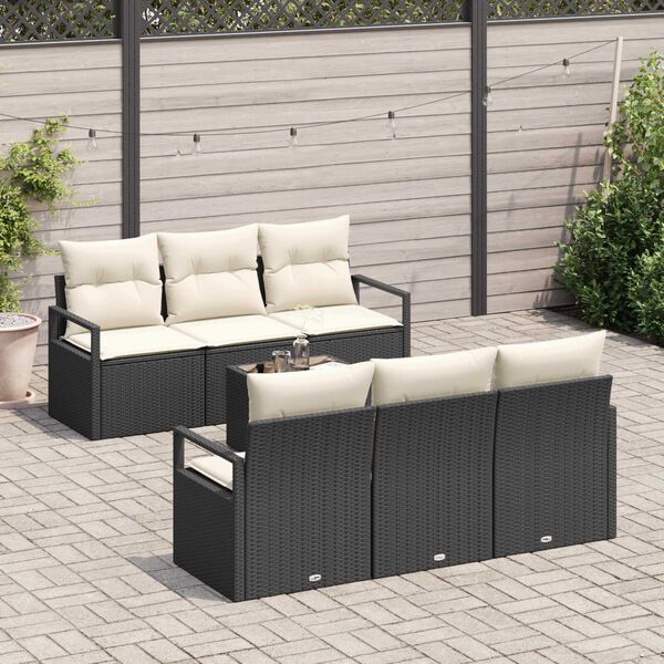 vidaXL Σετ Καναπέ Κήπου 7 pcs Μαύρο και Κρέμα 55 x 55 x 37 εκ