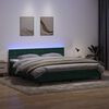 vidaXL Κρεβάτι Boxspring με Στρώμα & LED Σκούρο Πράσινο 200x210εκ. Βελούδινο