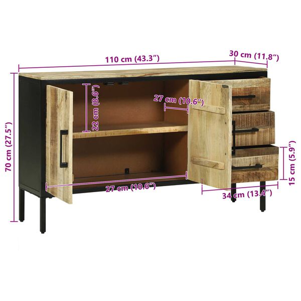 vidaXL Συρταριέρα 110x30x70 εκ. Μασίφ ξύλο μάνγκο