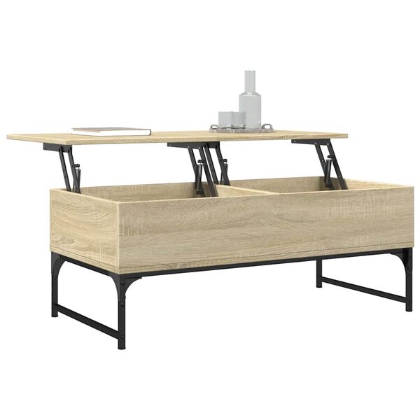 vidaXL Τραπεζάκι Σαλονιού Sonoma Δρυς 100x50x40 εκ. Επ. Ξύλο & Μέταλλο