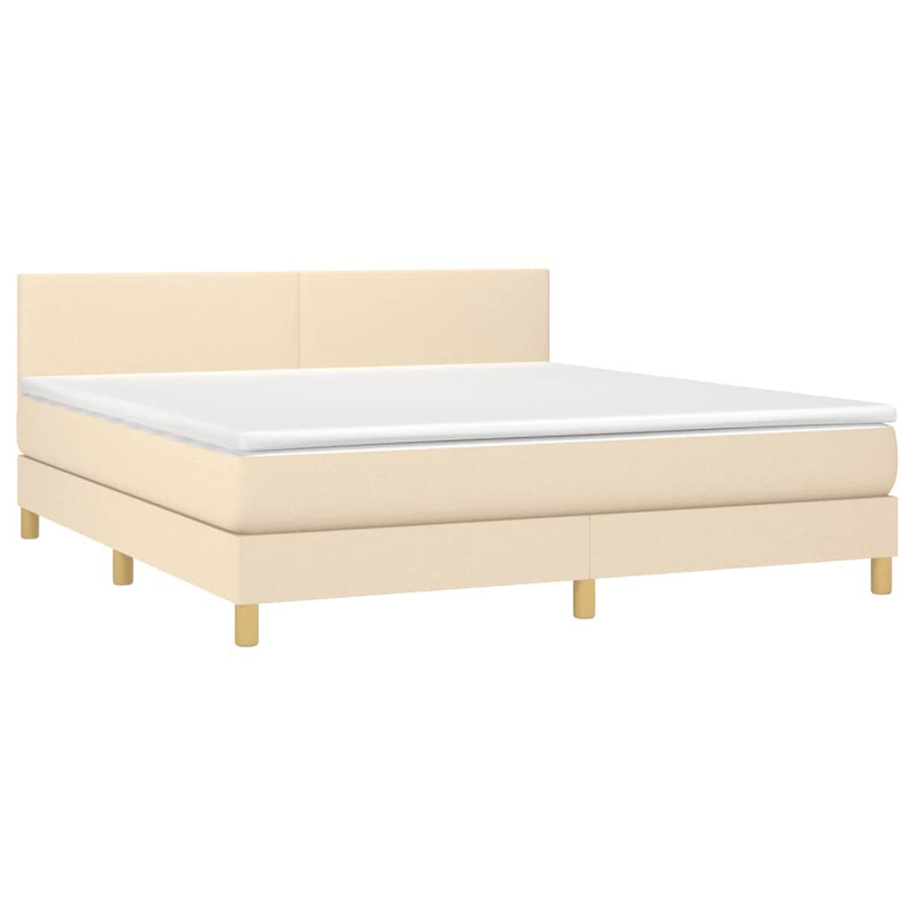 vidaXL Κρεβάτι Boxspring με Στρώμα Κρεμ 180x200 εκ. Υφασμάτινο