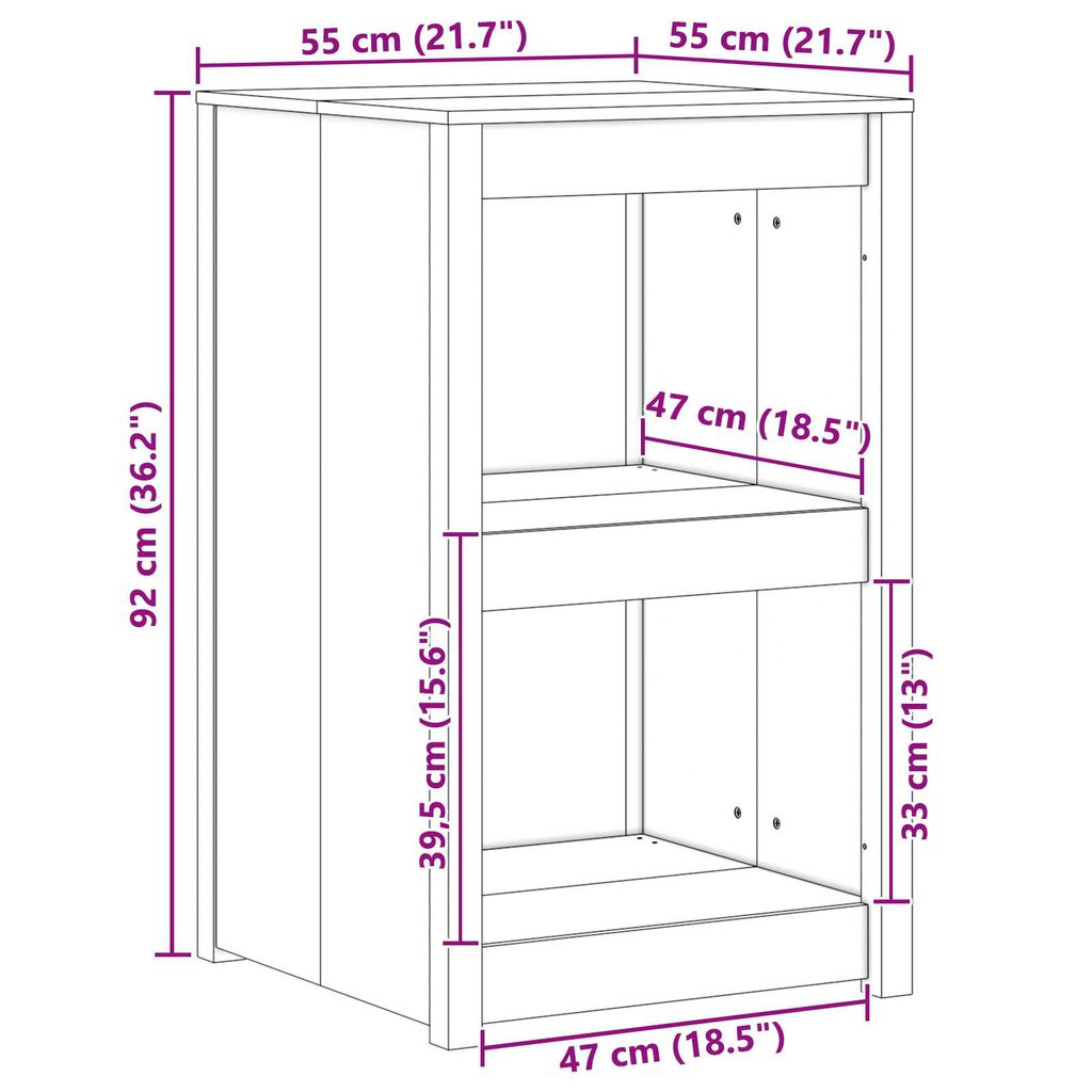 vidaXL Ντουλάπα εξωτερικής κουζίνας 55x55x92 cm Μασίφ ξύλο πεύκου