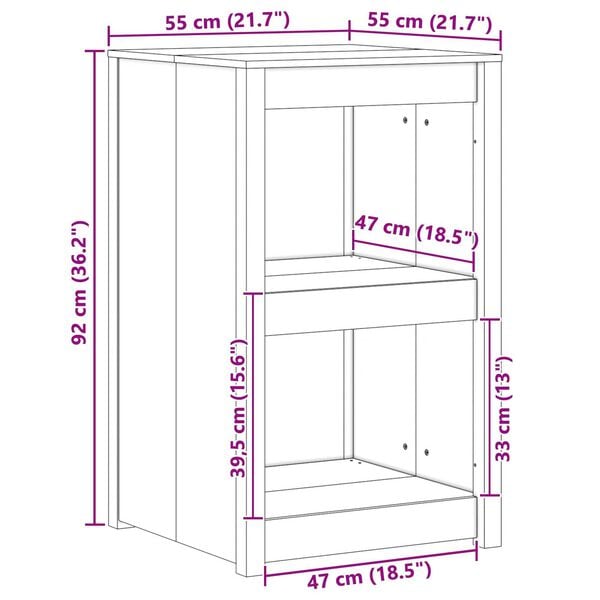vidaXL Ντουλάπα εξωτερικής κουζίνας 55x55x92 cm Μασίφ ξύλο πεύκου