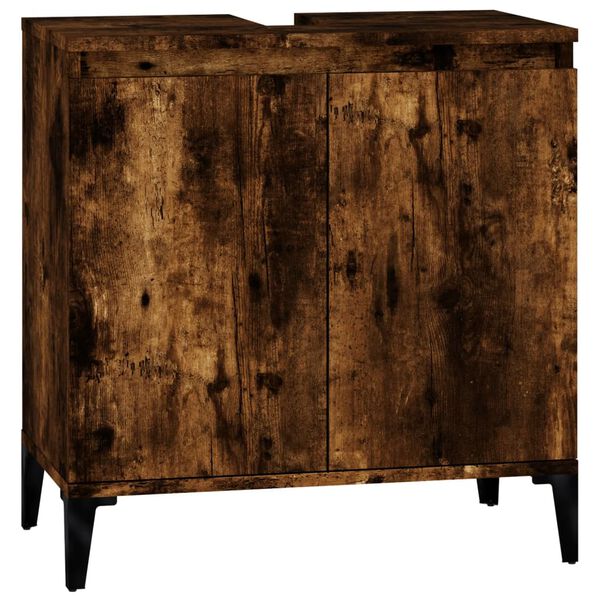 vidaXL Ντουλάπι Νιπτήρα Καπνιστή Δρυς 58x33x60 εκ. Επεξεργ. Ξύλο