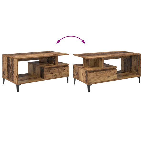 vidaXL Τραπεζάκι σαλονιού with Drawer Παλαιό ξύλο 90 x 49 x 45 εκ