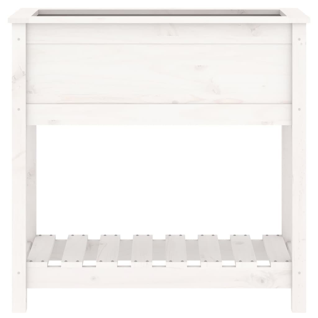 vidaXL Ζαρντινιέρα με Ράφι Λευκή 82,5x34,5x81 εκ. Μασίφ Ξύλο Πεύκου