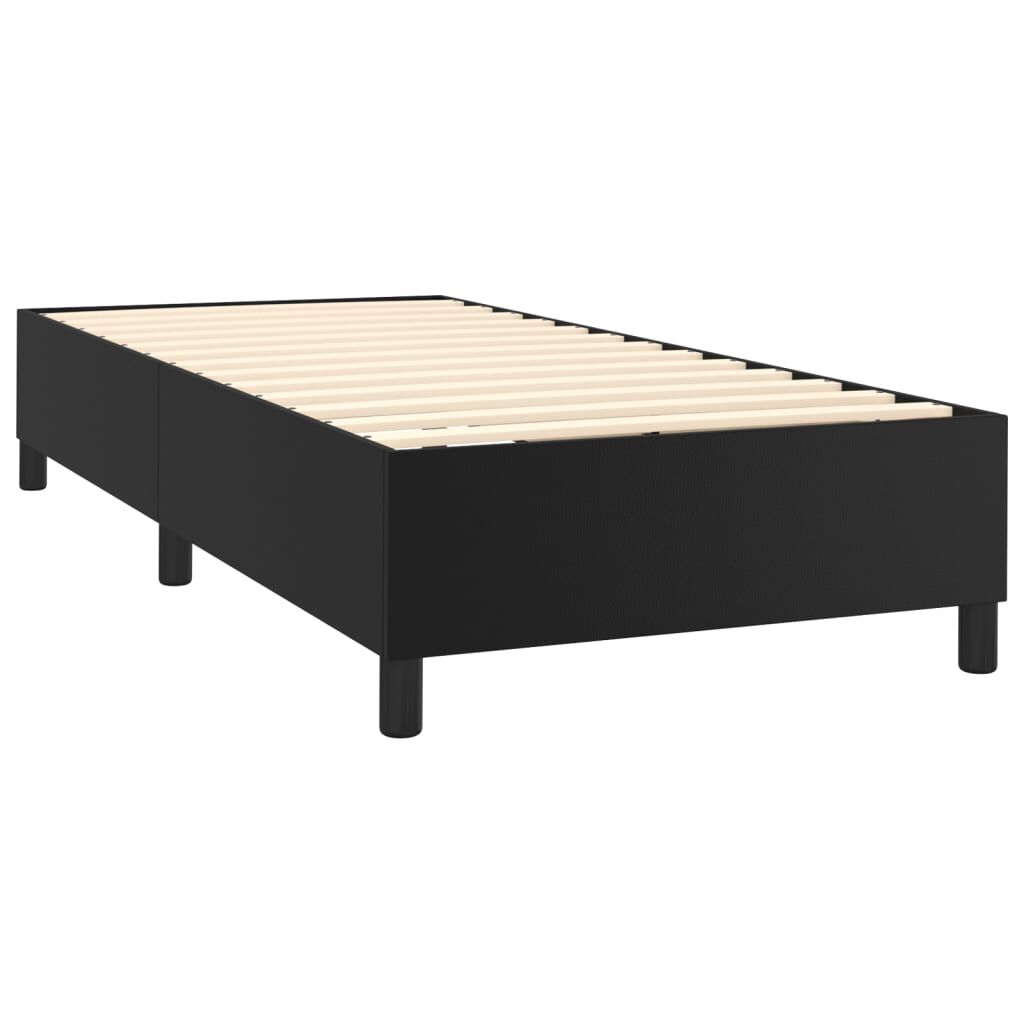 vidaXL Κρεβάτι Boxspring με Στρώμα & LED Μαύρο 80x200 εκ. Συνθ. Δέρμα