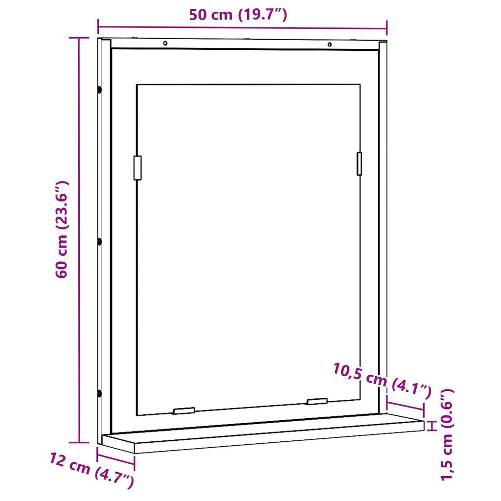 Καθρέφτης Μπάνιου vidaXL Ξύλο Παλαιού Στυλ 50x12x60 εκ. Κατασκευασμένο από Μηχανικά Ξύλα