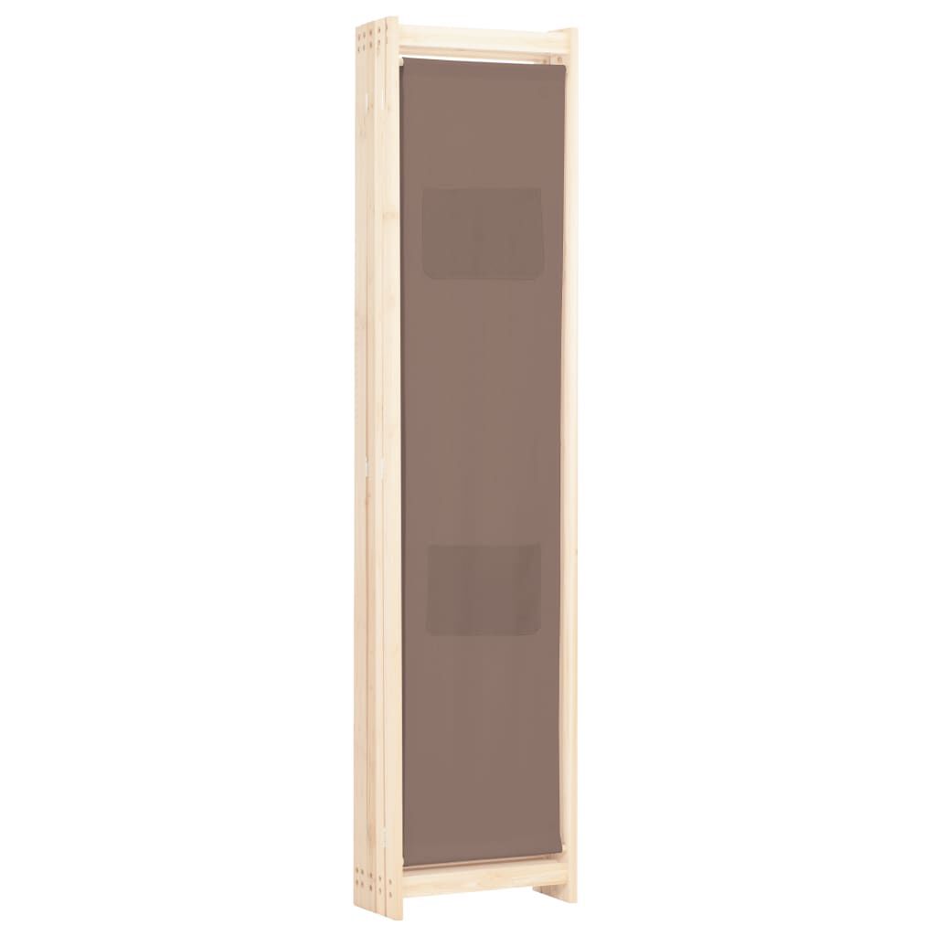 vidaXL Διαχωριστικό Δωματίου με 5 Πάνελ Καφέ 200x170x4 εκ. Υφασμάτινο