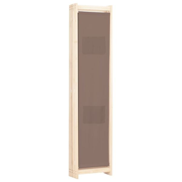 vidaXL Διαχωριστικό Δωματίου με 5 Πάνελ Καφέ 200x170x4 εκ. Υφασμάτινο