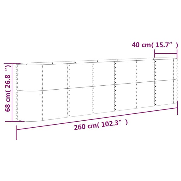 vidaXL Ζαρντινιέρα Ανθρακί 260x40x68 εκ Ατσάλι με Ηλεκτρ. Βαφή Πούδρας