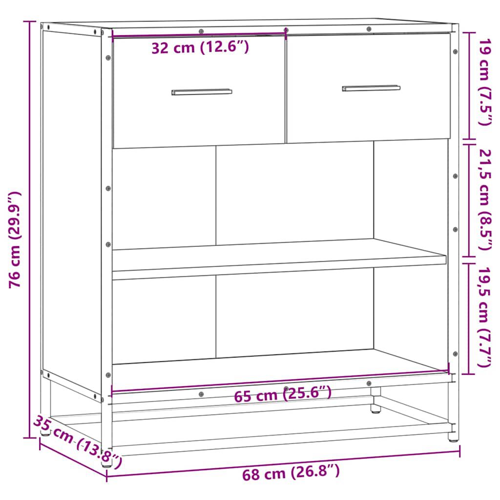 vidaXL Συρταριέρα Μαύρο 68x35x76 cm Κατασκευασμένο ξύλο