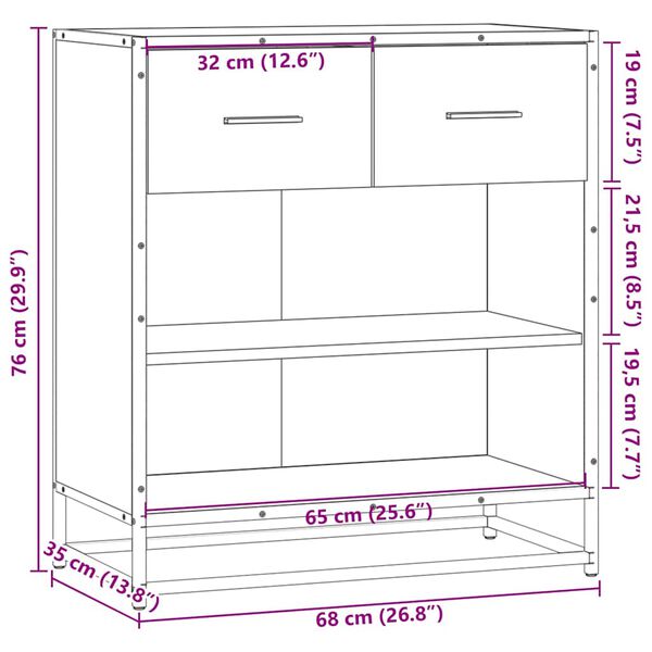 vidaXL Συρταριέρα Μαύρο 68x35x76 cm Κατασκευασμένο ξύλο