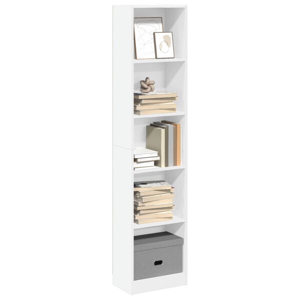 vidaXL Βιβλιοθήκη Λευκή 40x24x176 εκ. από Επεξεργασμένο Ξύλο