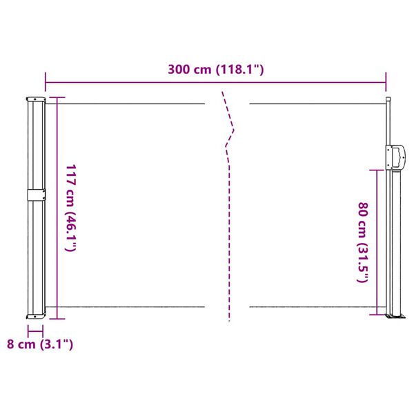 vidaXL Σκίαστρο Πλαϊνό Συρόμενο Μπεζ 117 x 300 εκ.