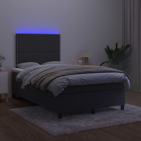 vidaXL &Kappa;&rho;&epsilon;&beta;ά&tau;&iota; Boxspring &mu;&epsilon; &Sigma;&tau;&rho;ώ&mu;&alpha; & LED &Mu;&alpha;ύ&rho;&omicron; 120x190 &epsilon;&kappa;. &Beta;&epsilon;&lambda;&omicron;ύ&delta;&iota;&nu;&omicron;