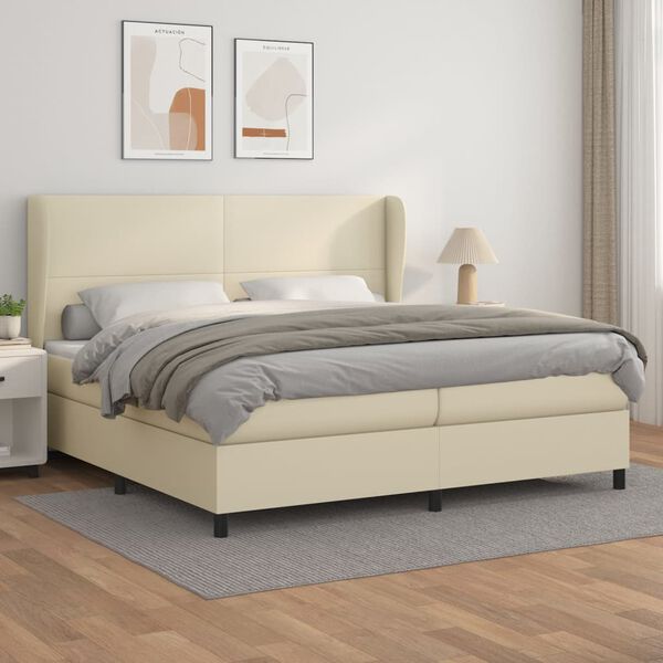 vidaXL &Kappa;&rho;&epsilon;&beta;ά&tau;&iota; Boxspring &mu;&epsilon; &Sigma;&tau;&rho;ώ&mu;&alpha; &Kappa;&rho;&epsilon;&mu; 200x200 &epsilon;&kappa;. &Sigma;&upsilon;&nu;&theta;&epsilon;&tau;&iota;&kappa;ό &Delta;έ&rho;&mu;&alpha;