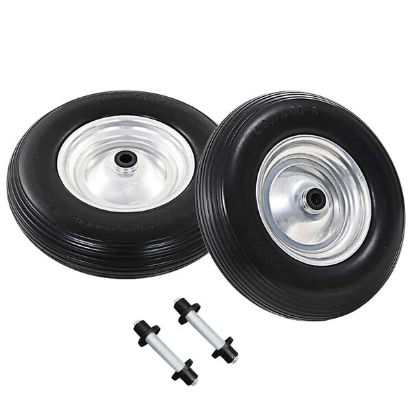 vidaXL Ρόδες Καροτσιού 4.00-8 390 χιλ. Συμπαγής Πολυουρεθάνη με Άξονες