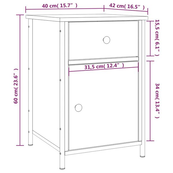 vidaXL Κομοδίνα 2 τεμ. Sonoma Δρυς 40x42x60 εκ. από Επεξεργασμένο Ξύλο