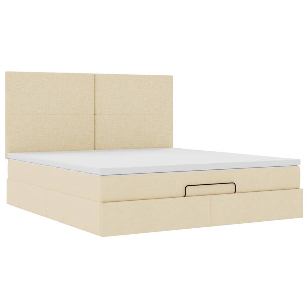 vidaXL Οθωμανικό κρεβάτι με στρώμα Cream 180x200cm ύφασμα
