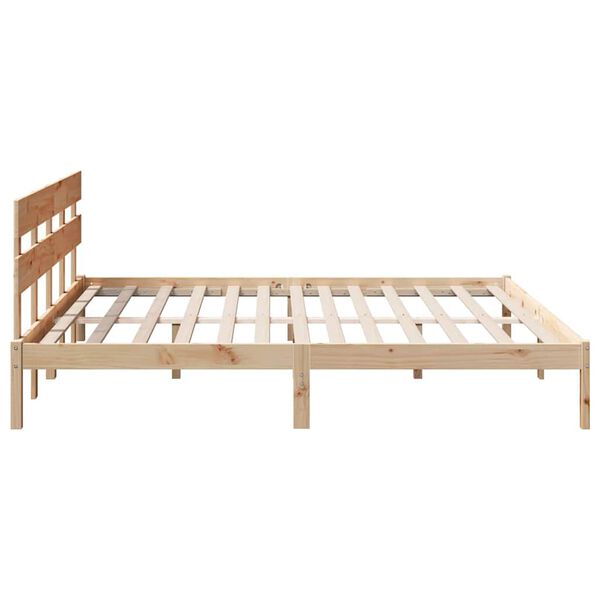 vidaXL Σκελετός Κρεβατιού Καφέ 200 x 200 cm Μασίφ ξύλο πεύκου
