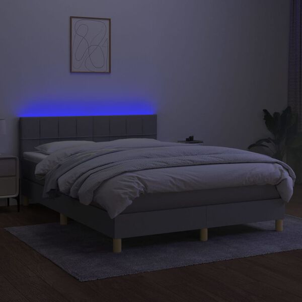vidaXL &Kappa;&rho;&epsilon;&beta;ά&tau;&iota; Boxspring &mu;&epsilon; &Sigma;&tau;&rho;ώ&mu;&alpha; & LED &Alpha;&nu;.&Gamma;&kappa;&rho;&iota; 140x190&epsilon;&kappa;. &Upsilon;&phi;&alpha;&sigma;&mu;ά&tau;&iota;&nu;&omicron;