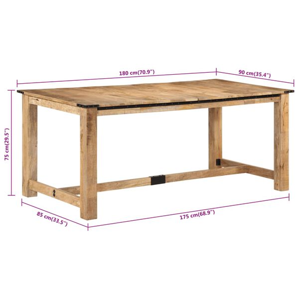 vidaXL Τραπεζαρία 180 x 90 x 75 εκ. από Μασίφ Ξύλο Μάνγκο