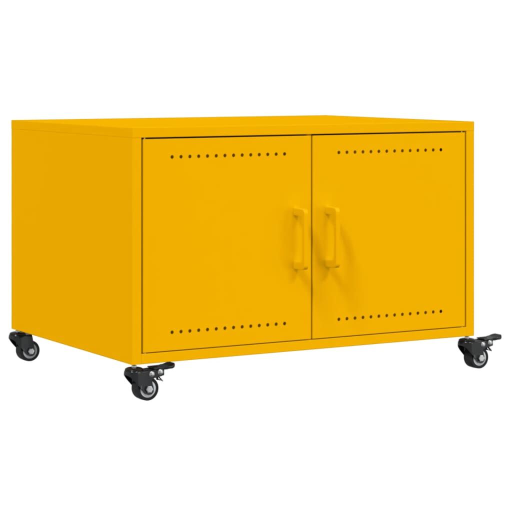 vidaXL Τραπέζι Κήπου Κίτρινο Μουσταρδί 68x50x43,5 εκ. Ατσάλινο