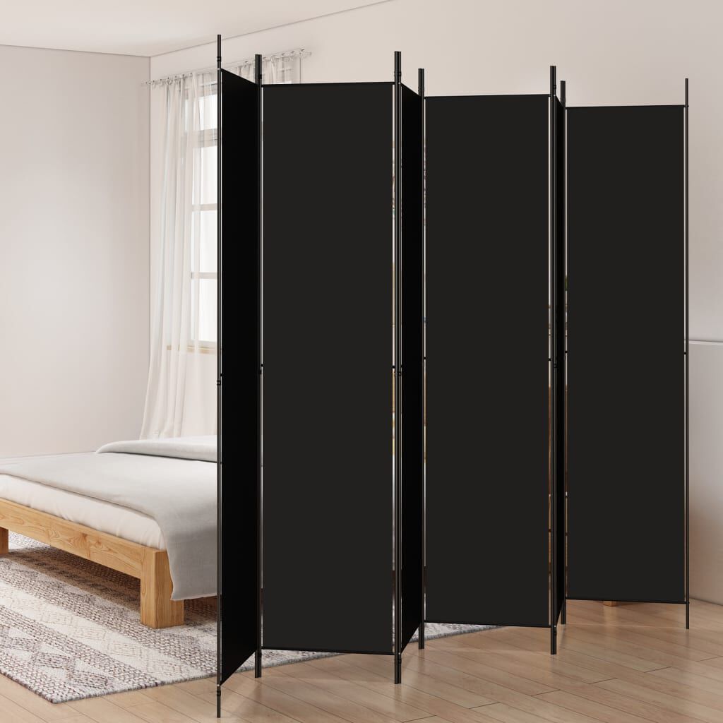 vidaXL Διαχωριστικό Δωματίου με 6 Πάνελ Μαύρο 300x220 εκ. από Ύφασμα
